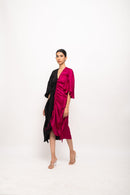 Neora by Nehal Chopra Bemberg Modal Silk Black-Wine Kaftan Bodycon Dress