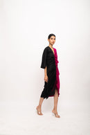 Neora by Nehal Chopra Bemberg Modal Silk Black-Wine Kaftan Bodycon Dress