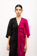 Neora by Nehal Chopra Bemberg Modal Silk Black-Wine Kaftan Bodycon Dress