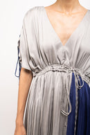 Neora by Nehal Chopra Bemberg Modal Silk Grey-Blue Angrakha Dress