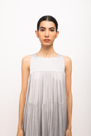 Neora by Nehal Chopra Bemberg Modal Silk Grey-Orange Halter Neck Dress