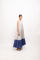 Neora by Nehal Chopra Bemberg Modal Silk Grey-Blue Halter Neck Dress