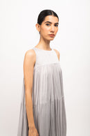 Neora by Nehal Chopra Bemberg Modal Silk Grey-Blue Halter Neck Dress