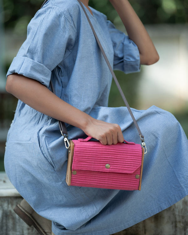 Lukka Chuppi  Simple and Sturdy Solid Pink Box Sling Bag