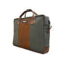 Jaggery Out Back and Beyond Co-founder's Bag in Rescued Army Olive Green Canvas & Salvaged Nubuck [15" Laptop Bag]