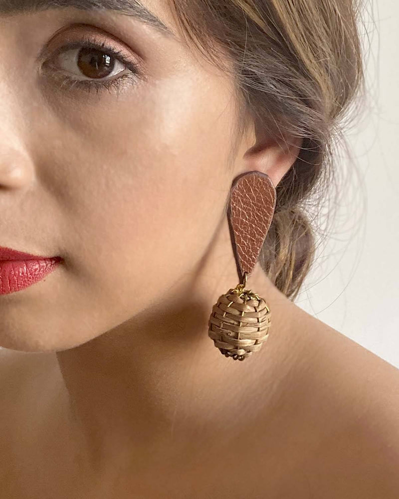 Noupelle  Duin Tan Upcycled Leather Earring