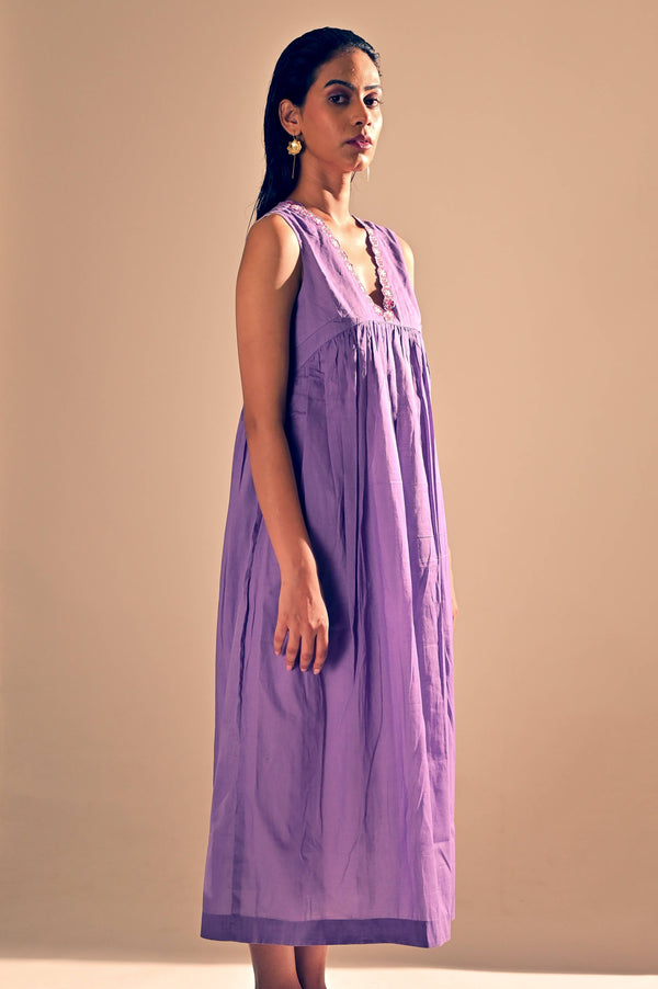 Handcrafted Amethyst Gathered dress