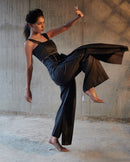 East 14  Cotton Satin Pleated Pants