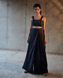 East 14  Cotton Satin Pleated Pants