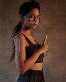 East 14  Garza and Cotton Satin Overlap Bustier