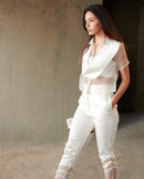 East 14  Madison Organza Silk and Giza Cotton Top