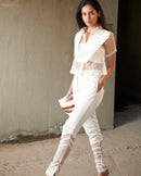 East 14  Madison Organza Silk and Giza Cotton Top