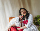Prathaa Twinning Mother Son Duo Set in White and Red