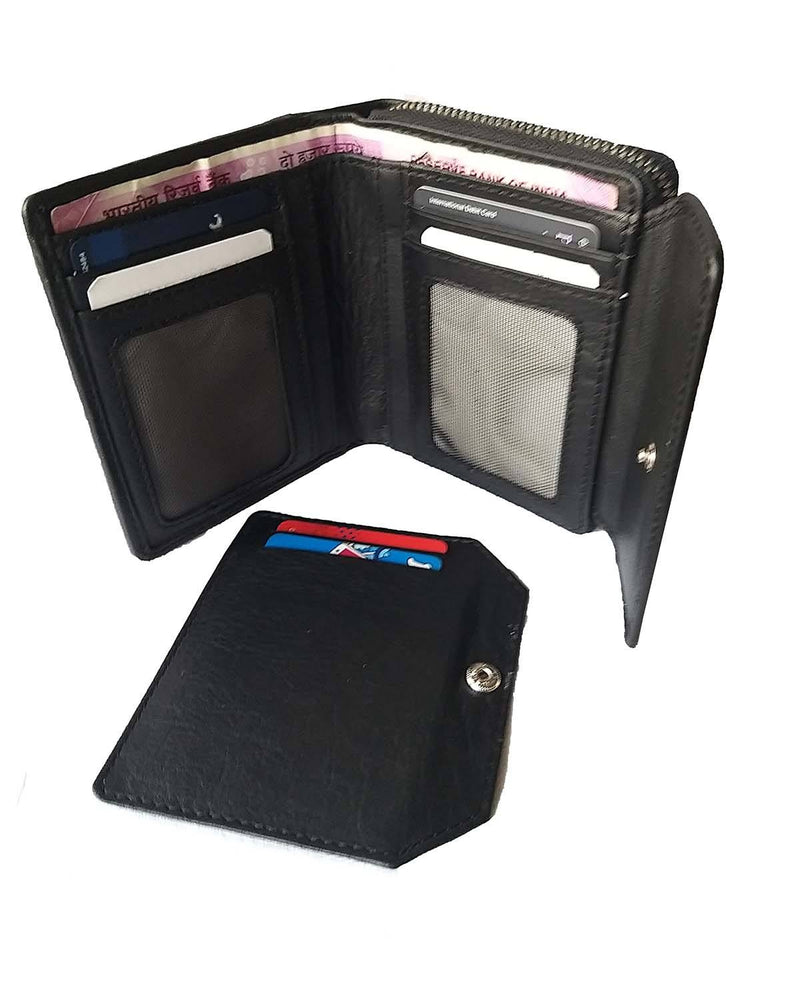 Noupelle  Elfin Black Upcycled Leather Wallet