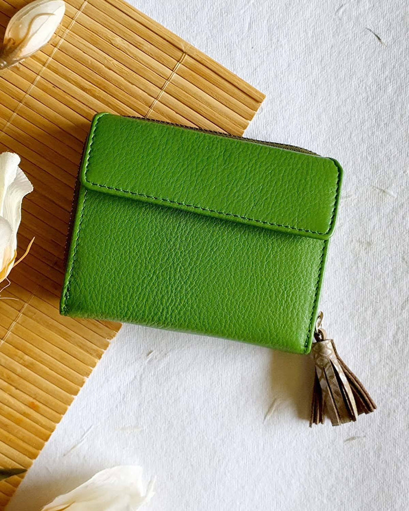 Noupelle  Elfin Green Upcycled Leather Wallet