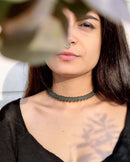 Noupelle  Eye Silhouette Black Upcycled Leather Choker