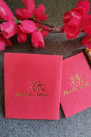 Unalome Red Handmade Linen Textile Paper Wishcards - Set of 5