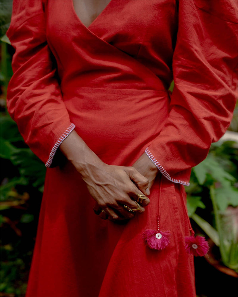 The Jodi Life  Hibiscus Mangalgiri Cotton Wrap Dress