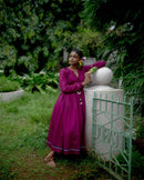 The Jodi Life  Amaranth Peasant Mul Cotton Dress