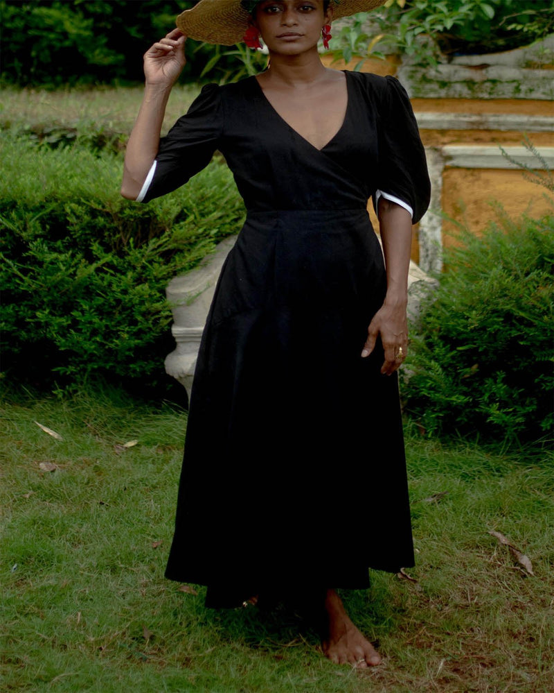 The Jodi Life  Dahlia Noir Mangalgiri Cotton Wrap Dress