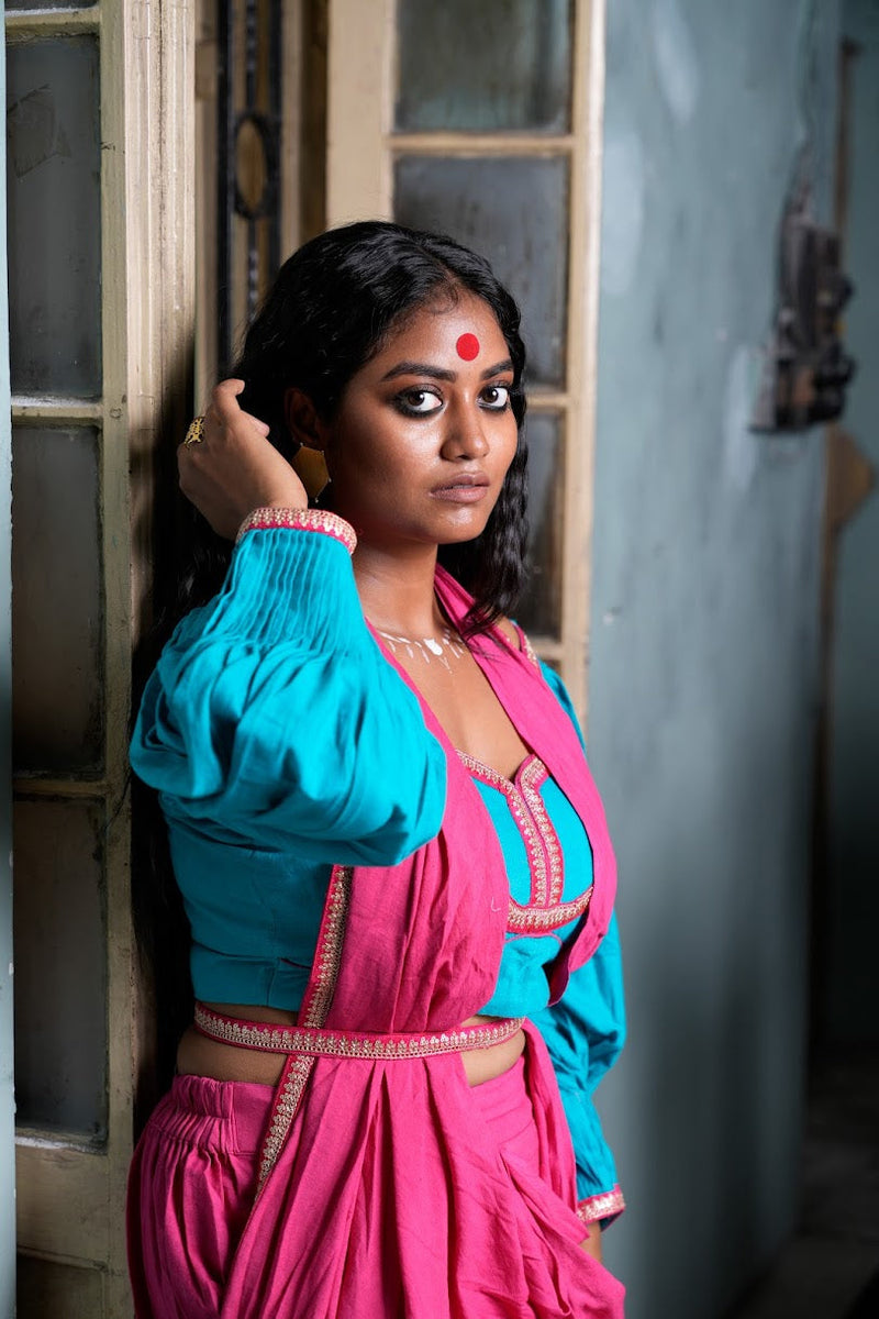 handloom saree with contrast blouse  | Prathaa | Handloom & Sustainable Clothing