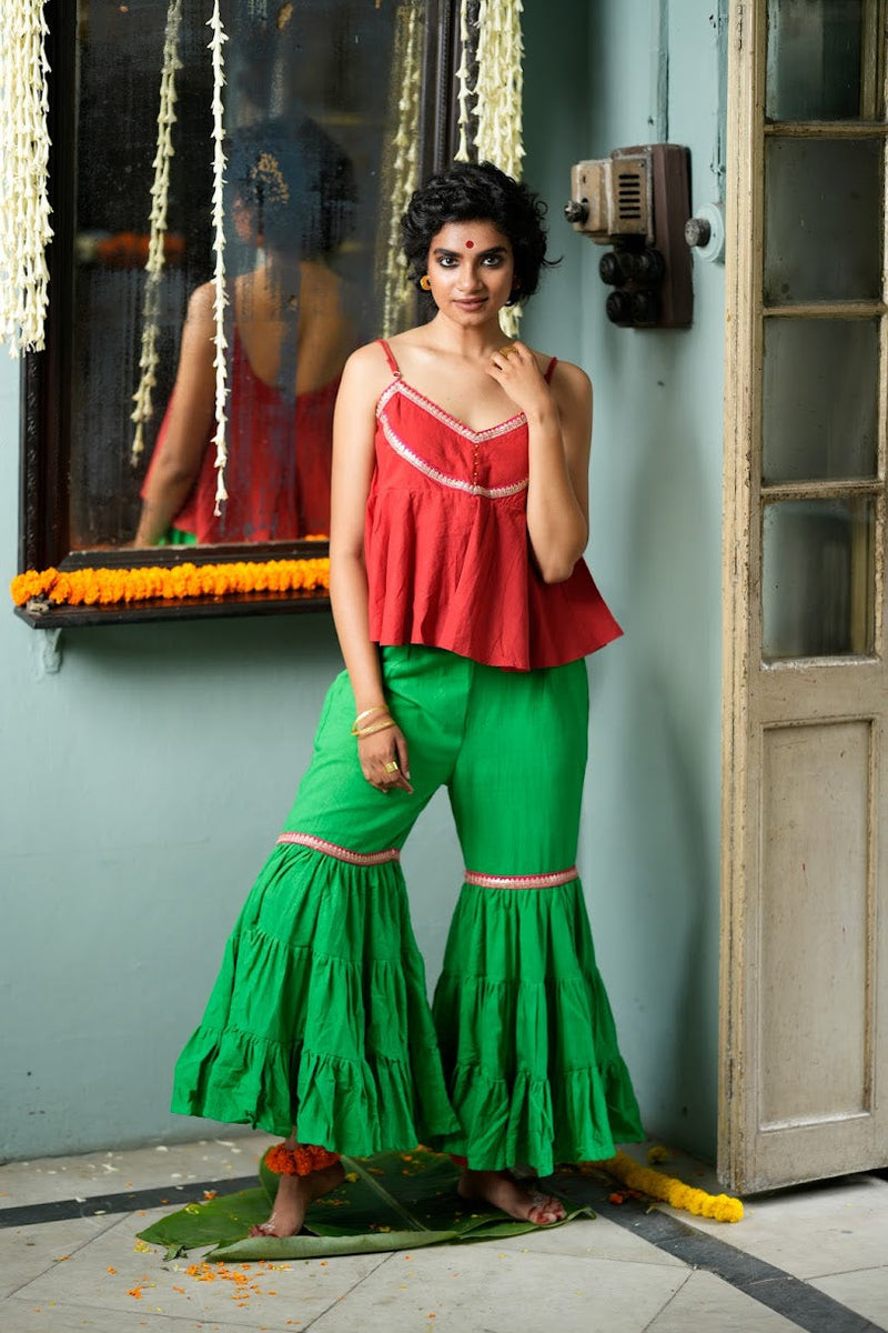 peacock green sharara  | Prathaa | Handloom Dresses and Clothing
