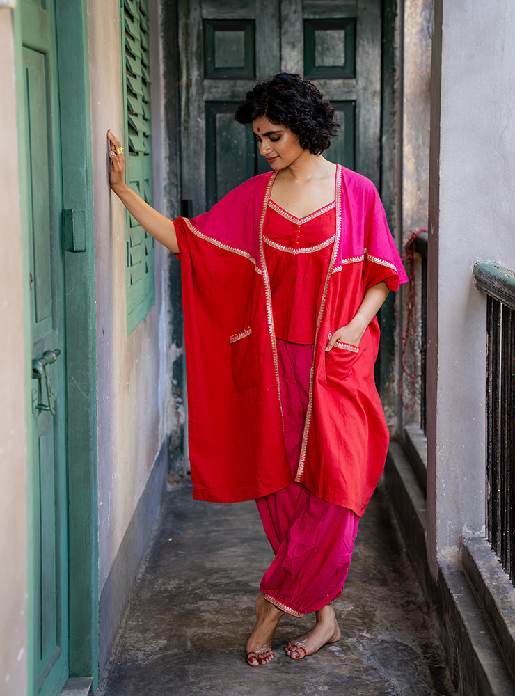 Kaftan top and jacket with afghani pants  | Prathaa | Handloom & Sustainable Clothing