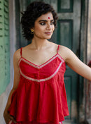 red spaghetti top  | Prathaa | Handloom & Sustainable Clothing