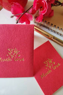 Unalome Red Handmade Linen Textile Paper Wishcards - Set of 5