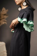 Taraasi Women's Black Handwoven Cotton Mid Calf Length Dress