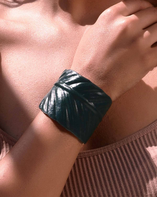 Noupelle  Greenery Teal Upcycled Leather Bracelets
