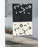 The Mango Tree Organic Cotton Handwoven Galaxy Black White Dhurrie