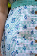 Peacock Blue Floral Dress in Lyocell Linen