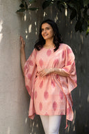 Bright Pink Short Kaftan Printed