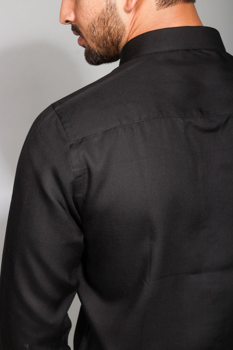 Earthy Route Tencel™ Lyocell Shirt in Jet Black