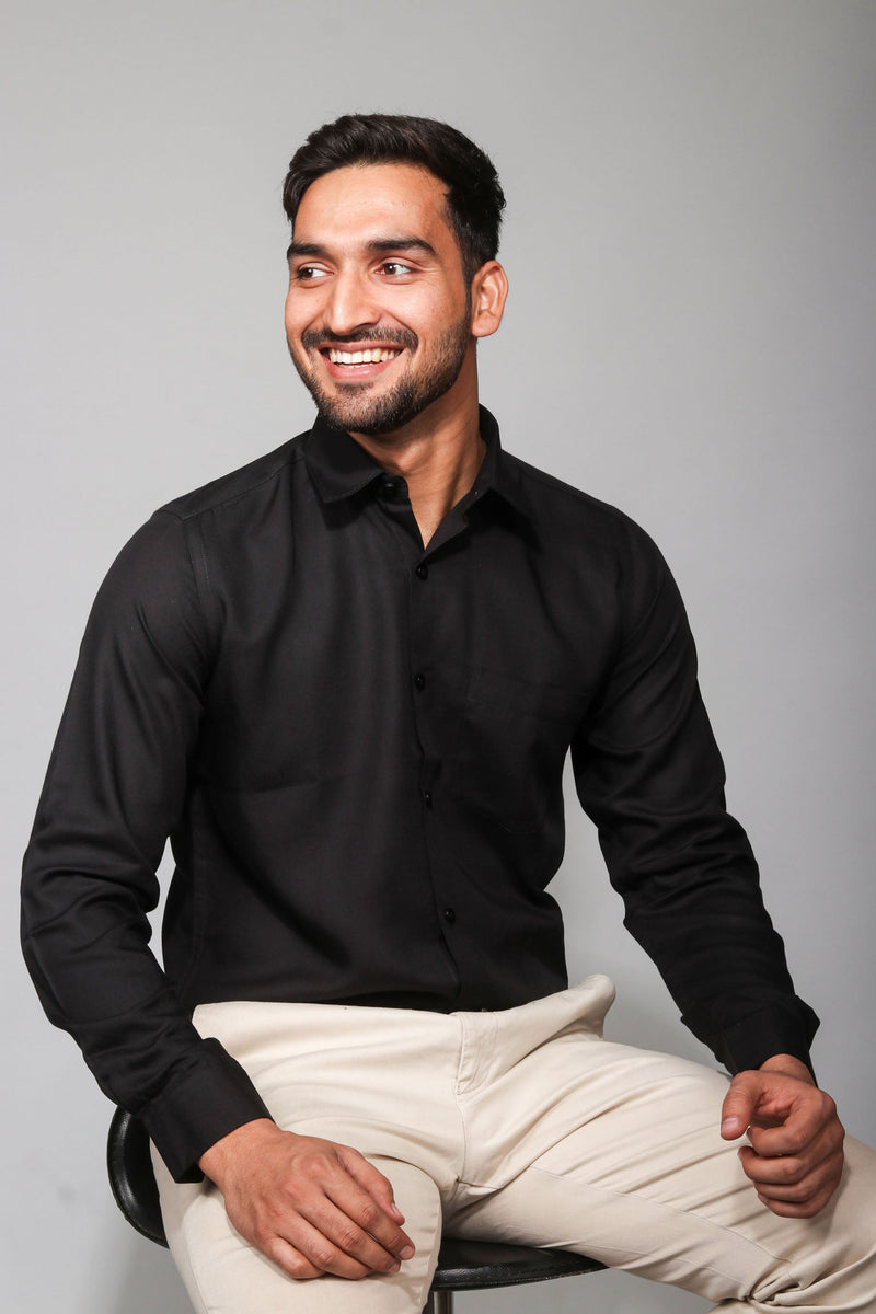 Earthy Route Tencel™ Lyocell Shirt in Jet Black