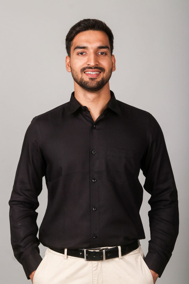 Earthy Route Tencel™ Lyocell Shirt in Jet Black