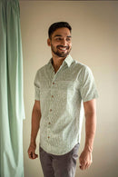 Tencel Linen Half Sleeve Shirt Green Lakeer by Earthy Route