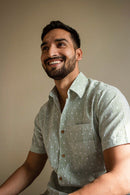 Tencel Linen Half Sleeve Shirt Green Lakeer by Earthy Route