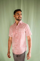 Tencel Linen Half Sleeve Shirt Red Lakeer by Earthy Route