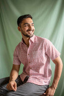 Tencel Linen Half Sleeve Shirt Red Lakeer by Earthy Route