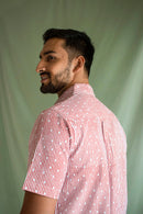 Tencel Linen Half Sleeve Shirt Red Lakeer by Earthy Route