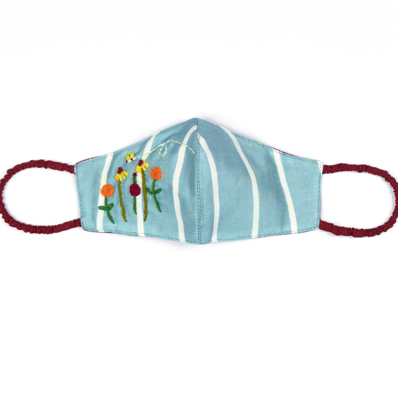 Use Me Works Floral Honey Bee Blue Reversible Mask