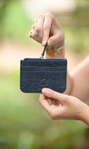 Zenkind Natural 100% Plant Based and Biodegradable Coconut Leather Blue Card Holder
