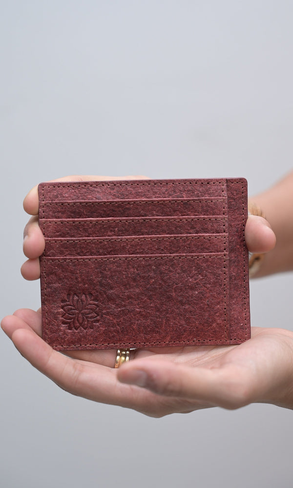 Zenkind Natural 100% Plant Based and Biodegradable Coconut Leather Red Card Holder