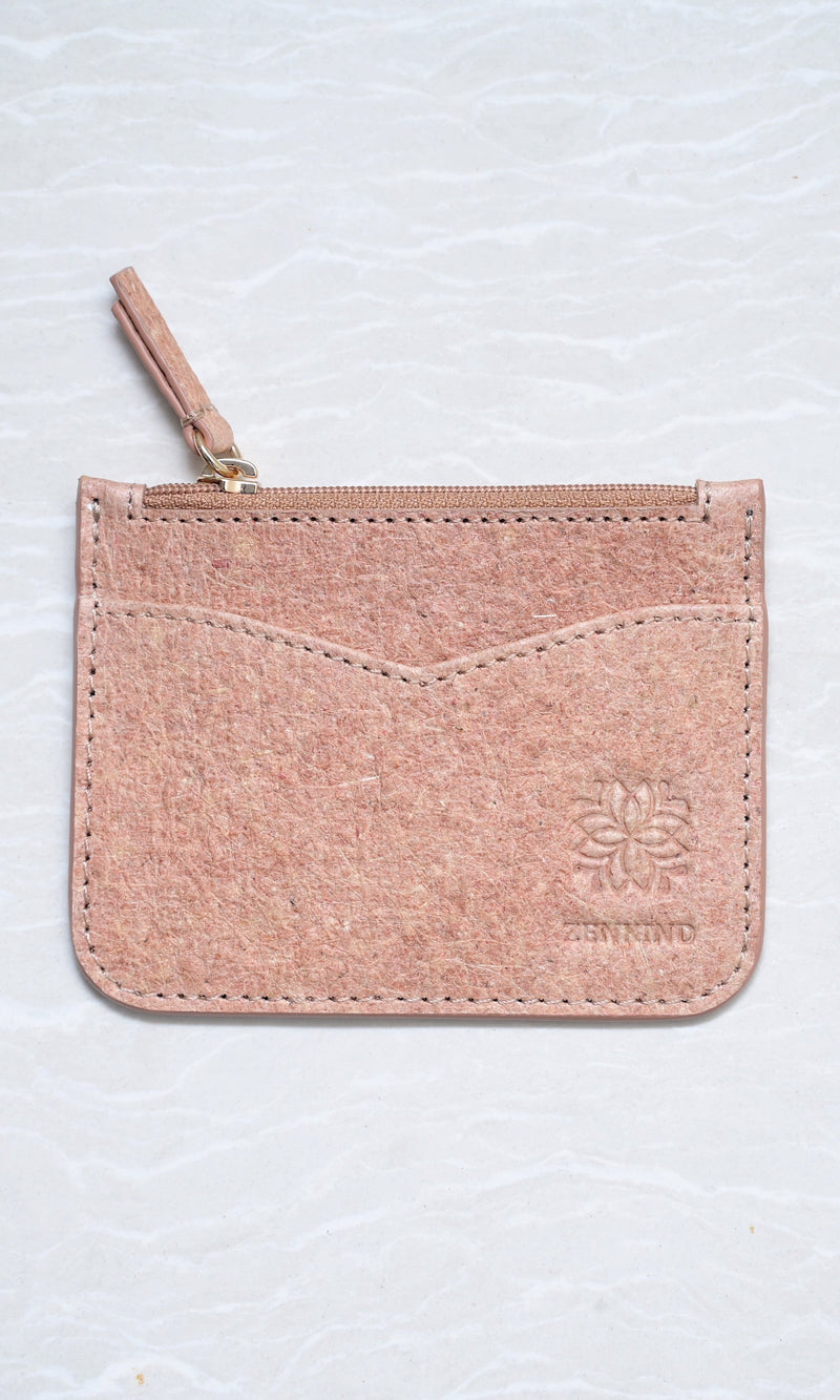 Zenkind Natural 100% Plant Based and Biodegradable Coconut Leather Pink Card Holder