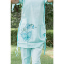 AC By Aratrika Chauhan 100% Organic Linen Blue Kurti-Pant
