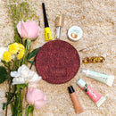 VEGAN COCONUT LEATHER ROUND POUCH - GARNET RED