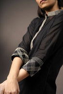 Taraasi women's Black Handwoven Handspun 200 Count Muslin Cotton Straight Cut Kurta