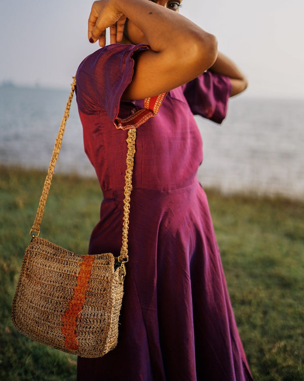 Kaiyare  Striped sling bag in Banana Fibre